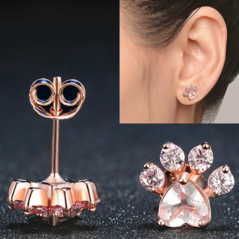 Rose Quartz Paw Earring