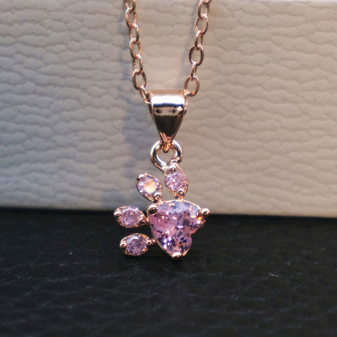 Rose Quartz Paw Necklace